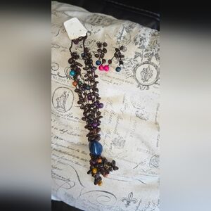 Blue and Pink Beaded Necklace with Accent Beads